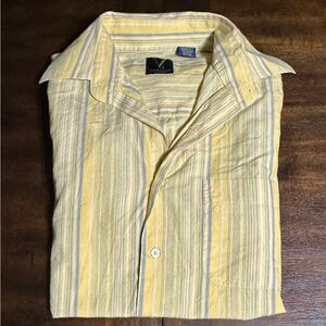Van Heusen Yellow and Blue Striped Casual Shirt